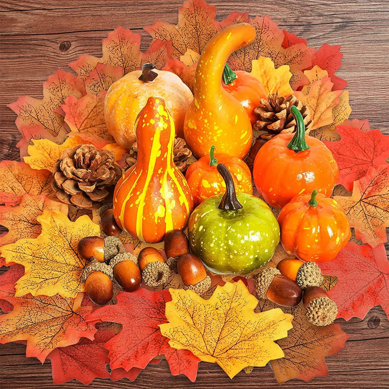 Thanksgiving Artificial Pumpkins Home Fall Decoration Set