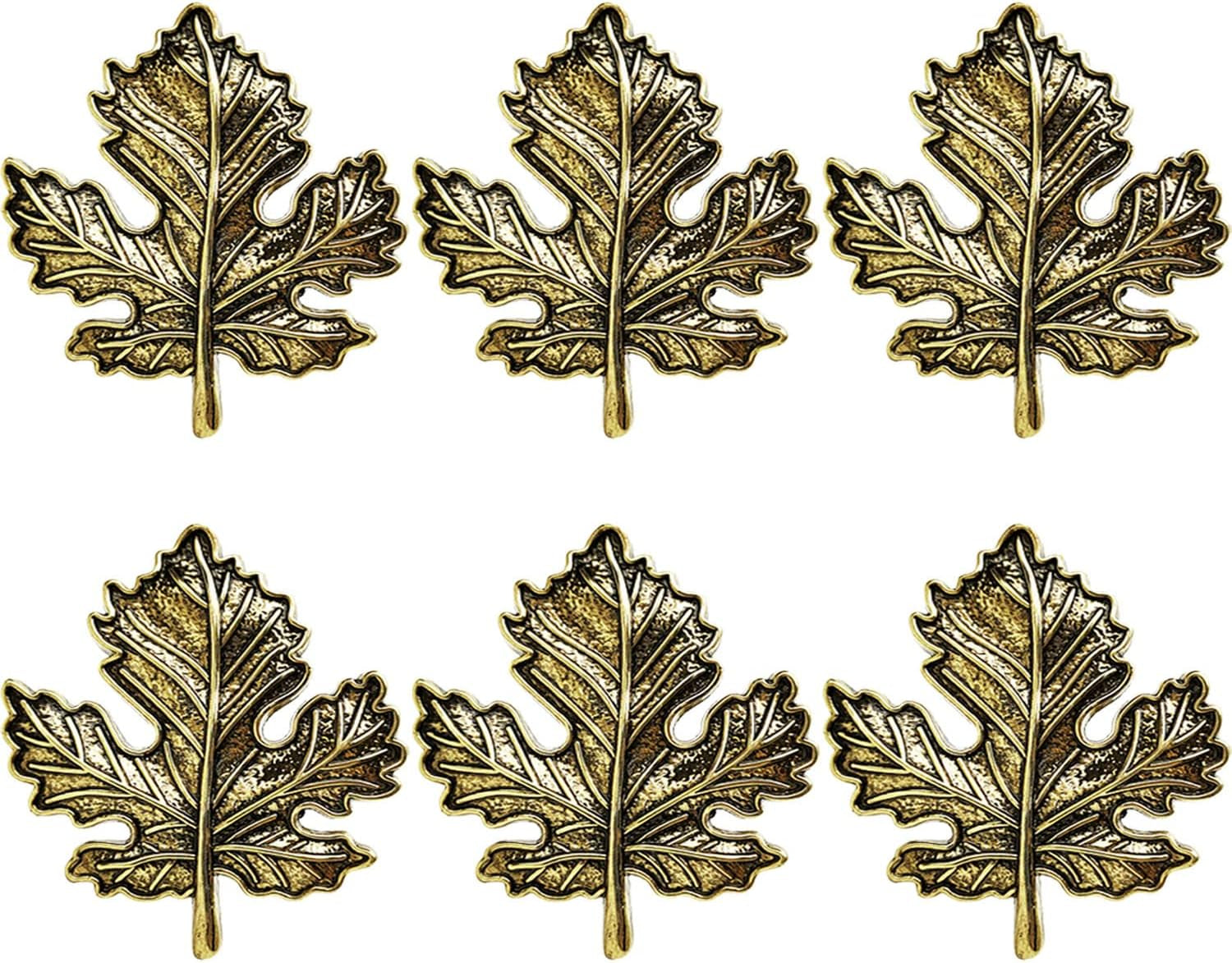 Set of 6 Maple Leaf Napkin Rings, Vintage Alloy Fall Napkin Rings Holder for Fall Thanksgiving Day Theme Party Autumn Table Decoration (6)