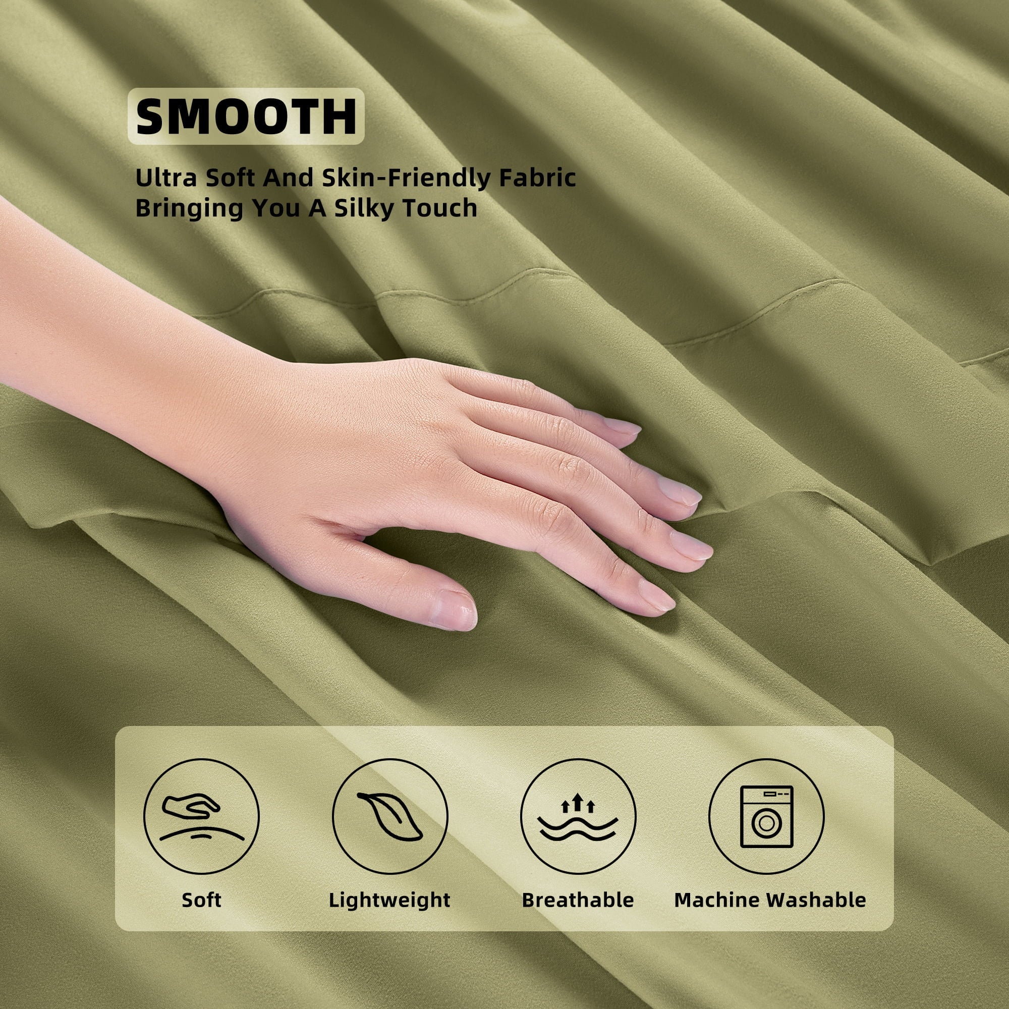4 Pieces Luxury Bed Sheets Set, 1800 Series Cooling Microfiber Bed Sheets, 16" Deep Pocket, King, Green