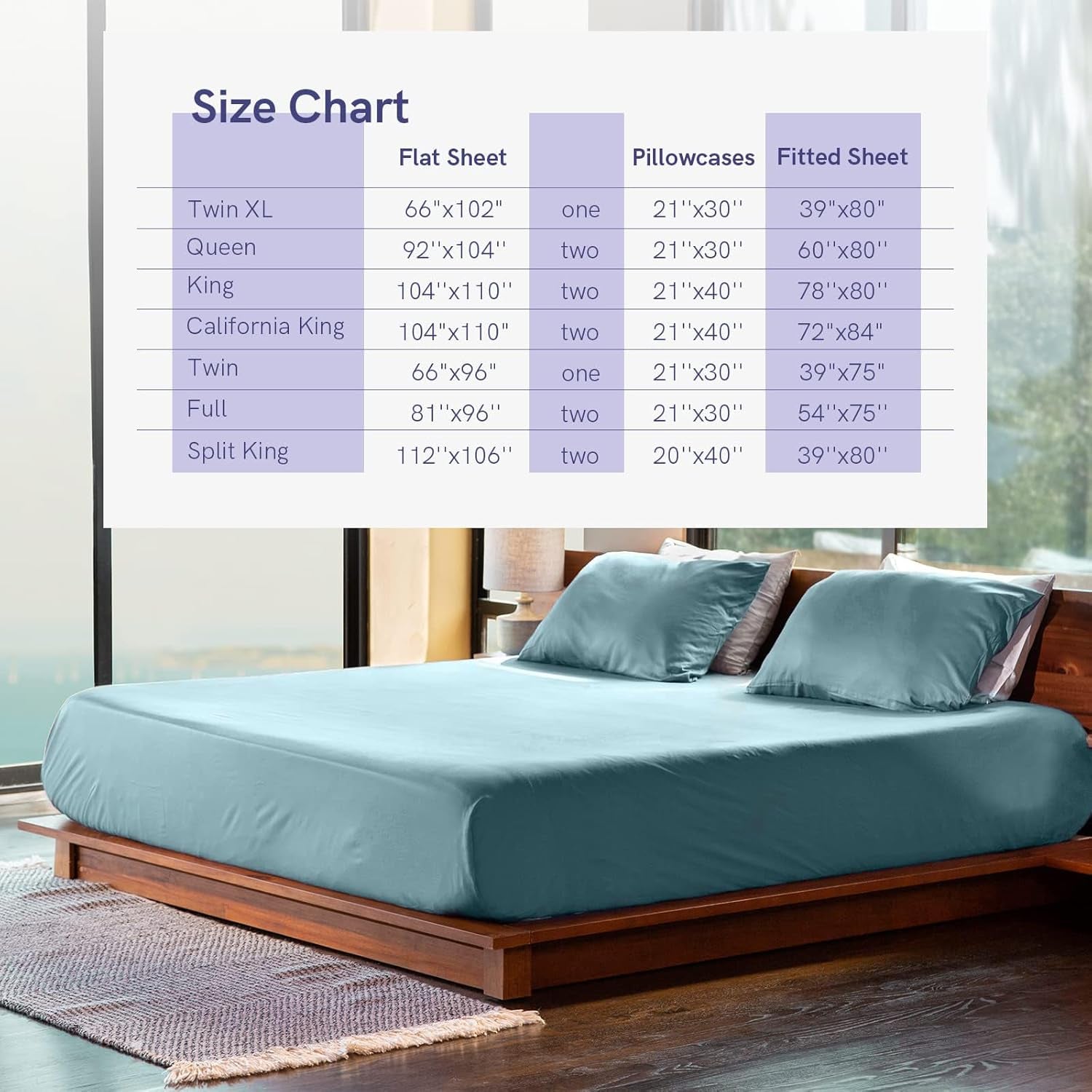Cooling Bed Sheet Set with 100 Percent Rayon Derived from Bamboo, 400TC Fabric with 2 Pillowcases and Flat Sheet, Deep Pocket Fit 19'', Silky-Soft & Sweat Wicking, 4 Piece (Queen, Sea Grass)